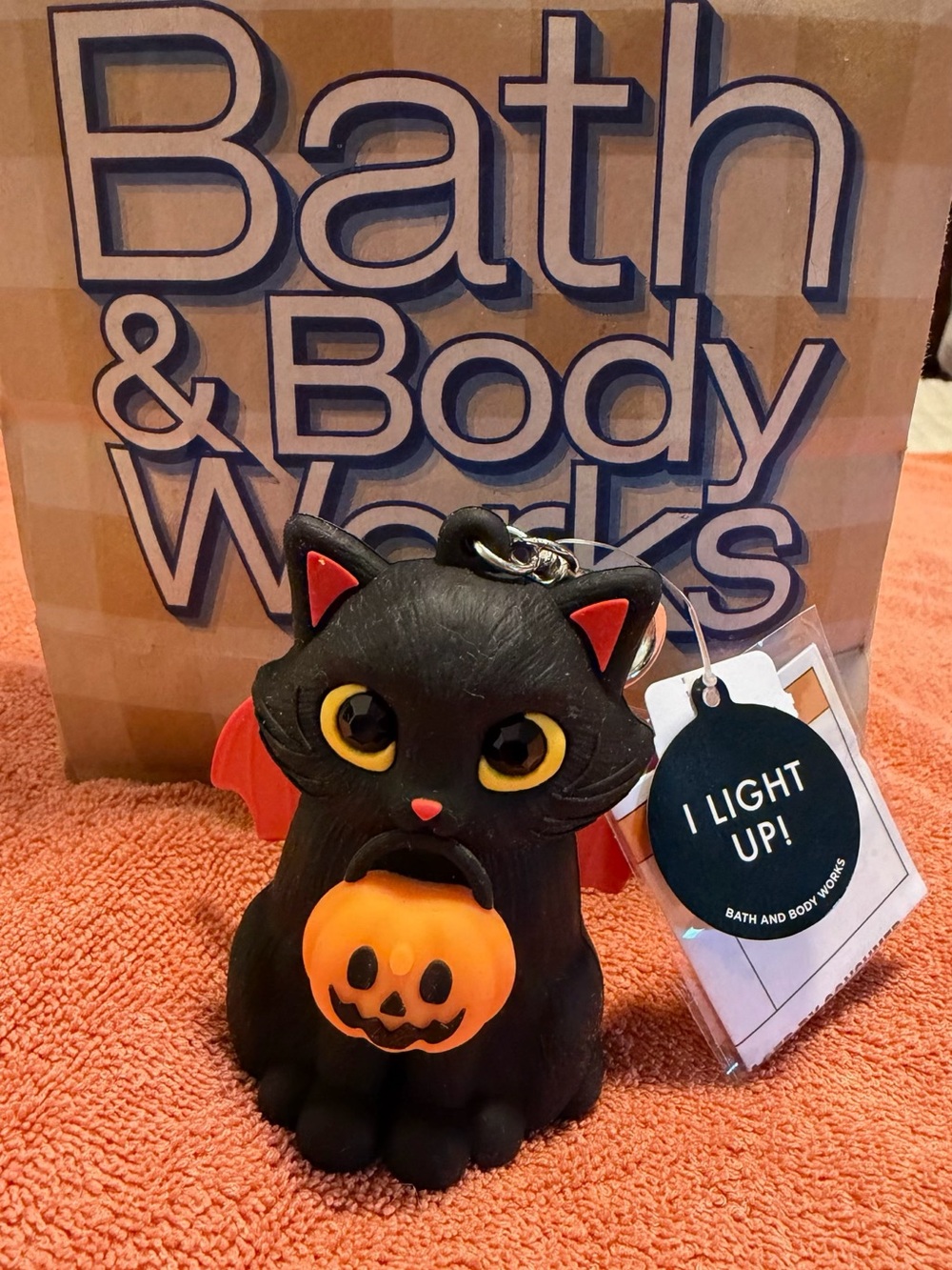 Bath & Body Works Black Cat Halloween with Pumpkin Hand Sanitizer Holder